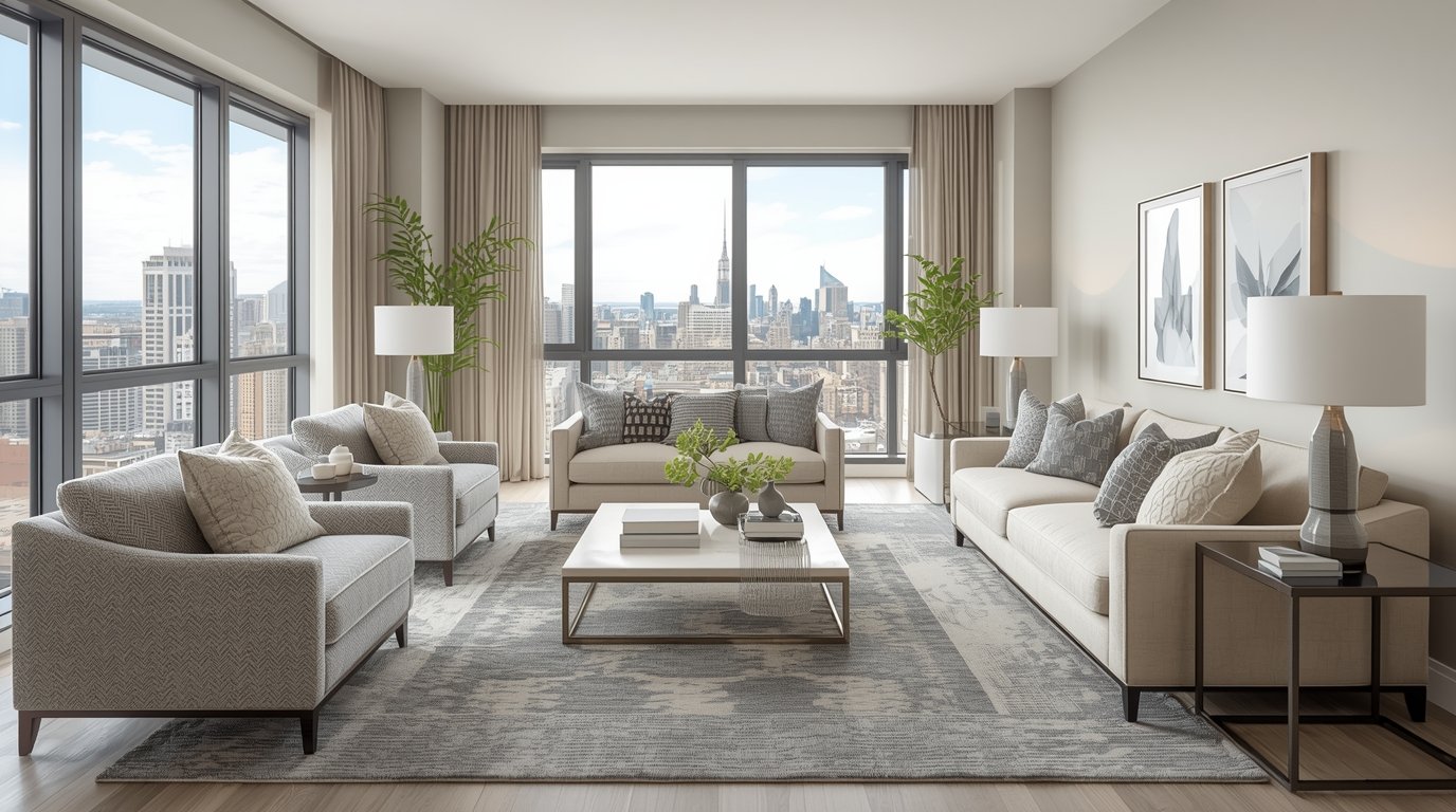 Modern apartment with custom upholstery